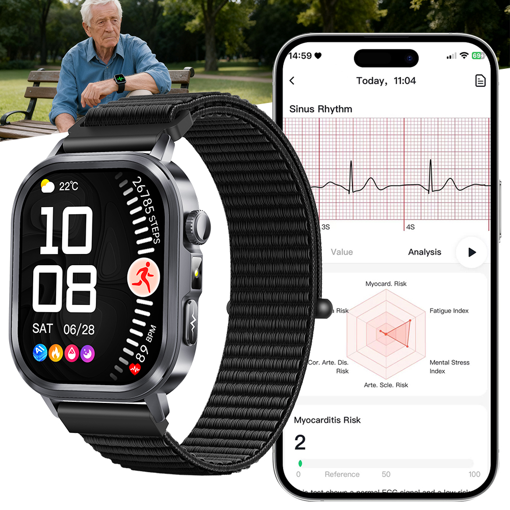 หน้าปัดสีดำพร้อมสายถักสีดำ