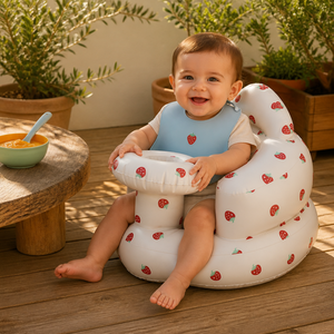 Siège de sol gonflable moderne pour <span class=keywords><strong>bébé</strong></span> avec pompe à air intégrée, motif fraise, support rond pour apprendre à s'asseoir, alimentation en extérieur - Product Image 2