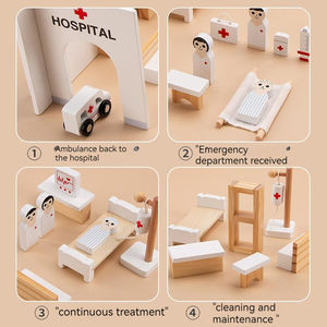 Ensemble de jouets en <span class=keywords><strong>bois</strong></span> pour enfants, simulation de jeu de rôle familial : ambulance, hôpital et kit de <span class=keywords><strong>docteur</strong></span> stéréo - Product Image 2
