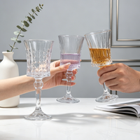 Gobelets en Verre Cristal Premium Sans Plomb, Style Européen, à Long Pied, Transparents, Pressés à la Machine, Sophistiqués, Modernes et Classiques, en Gros