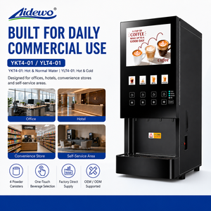 AIDEWO 4-01 Máquina de Café Instantáneo Comercial con 4 Contenedores de Polvo, Dispensador de Bebidas Calientes, a Temperatura Ambiente y Frías YKT4-01 Café Comercial - Product Image 5
