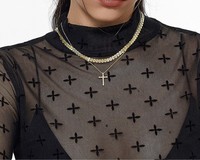 Elegante Collar con Colgante de Cruz Dinámico, Moissanita Color D, Engaste Completo Pavé, Chapado en Oro, Plata S925, Lujo Accesible para Uso Diario