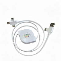 Cable USB Retráctil Multifuncional con Logotipo Personalizado, Cable de Carga Rápida Universal con Múltiples Interfaces Tipo C y Micro USB, Cable de Carga Económico