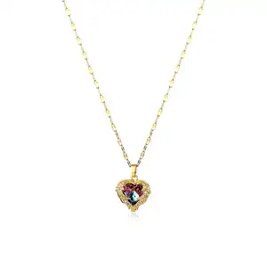 ocean star heart shape diamond necklace 18k gold plated jewelry for women gift for valentine's day