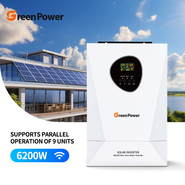 2025 Wholesale 6.2KW 11KW Single Phase Solar Hybrid Inverter MPPT Controller AC Inverter for House 230VAC 60Hz Output Frequency