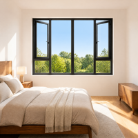Ventana Abatible con Cristal Fijo Grande y Dos Paneles Laterales que se Abren hacia Afuera, Marco de Aleación de Aluminio, Diseño Moderno para el Hogar