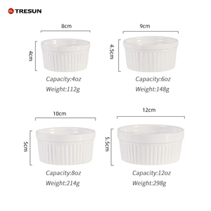 ถ้วยคัสตาร์ดเซรามิกสีขาว4 6 8 12ออนซ์สำหรับใช้ในเตาอบ - Product Image 6