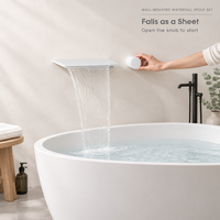 Robinet mélangeur cascade chaud/froid en cuivre à poignée unique, avec valve en céramique, moderne et minimaliste, pour lavabo encastré mural