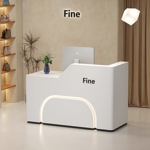 Escritorio de recepción con luz Led personalizada, muebles pequeños de oficina, recepción de madera, escritorio de recepción para peluquería - Product Image 3