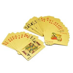 Cartas de jogo de poker de papel personalizado banhadas a ouro criativo com caixa