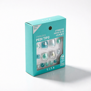 T.I.T.A Pedi Tips 14 piezas de uñas artificiales verdes para el cuidado diario de la piel - Product Image 1