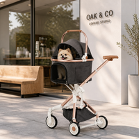 Poussette pliable portable pour animaux de compagnie avec fenêtre avant réglable et roues pivotantes à 360 degrés pour chiens et chats