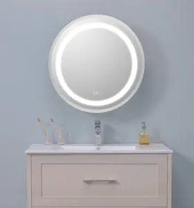 Bathroom Round Mirror Medicine Storage Cabinet With Led Light