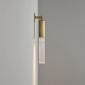 Applique murale en bronze de style américain moderne rétro simple, pour la maison, l'intérieur, à côté de l'hôtel, décorative, <span class=keywords><strong>tube</strong></span> rond en verre, applique murale en laiton - Product Image 6