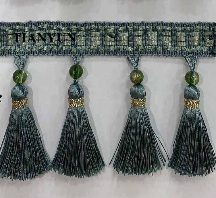 Pompon en polyester et frange de rideau de perles pour un nouveau design