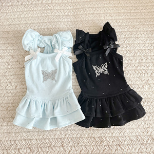 Vestidos de Princesa para Perros y Gatos, de Algodón Puro, con Lentejuelas de Mariposa, Mangas con Volantes, para Primavera y Otoño, Directo de Fábrica - Product Image 4