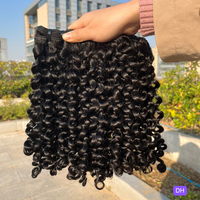 Paquetes de Cabello Humano Indio Virgen Súper Doble Trama, Sin Procesar, 12A, Rizado Kinky, 3 Paquetes, Doble Trama, Color Natural