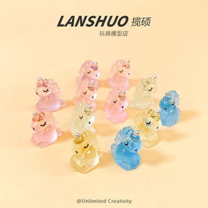 จี้รูปยูนิคอร์นการ์ตูน Lanshuo ทำจากอะคริลิกเรซิ่น เรืองแสงในที่มืด ใช้เป็นพวงกุญแจ ของตกแต่งรถยนต์ ของขวัญ สำหรับงาน DIY เครื่องประดับ - Product Image 2