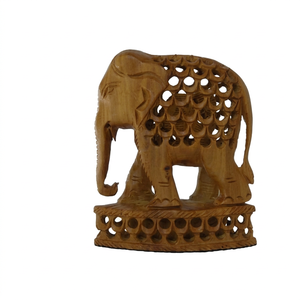 Estatua de Elefante Tallada a Mano en Madera de Sándalo Puro, Forma Ovalada, Cuentas Sueltas Elegantes, Artesanía Hecha en India SWA-115 - Product Image 1