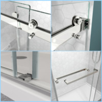 Porte de douche coulissante sans cadre sur mesure, verre trempé 10 mm, acier inoxydable 304, fabrication OEM directe usine pour projets