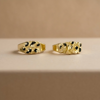 Bague en laiton plaqué or 14 carats style hip-hop avec pépite d'or, pour couple, cadeau de mariage et de fiançailles, Europe et Amérique