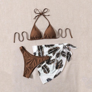 2025 sólido Europeo Americano mujeres <span class=keywords><strong>de</strong></span> tres piezas playa Bikini traje <span class=keywords><strong>de</strong></span> <span class=keywords><strong>baño</strong></span> Halter Tie falda <span class=keywords><strong>de</strong></span> malla con diseño exclusivo <span class=keywords><strong>de</strong></span> <span class=keywords><strong>Amazon</strong></span> - Product Image 6