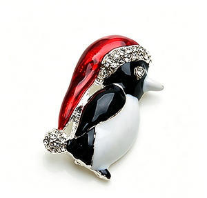 Broche de Moda Estilo Pinguim com Asas, Lábios Amarelos, Strass Vermelho, Símbolo da Paz e Pérola - Product Image 3