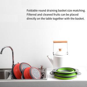 Doppels chich tiger faltbarer Kunststoff-Abfluss korb Kreative platzsparende Haushaltsgemüsefrucht-Wasch sieb Einziehbare <span class=keywords><strong>Pasta</strong></span> - Product Image 4