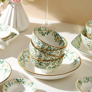 Weiße Keramik Umweltfreundlicher Salatteller Geschirr Rundes Muster Restaurant-Geschirr Großhandelspreis Set für den Hausgebrauch - Product Image 1