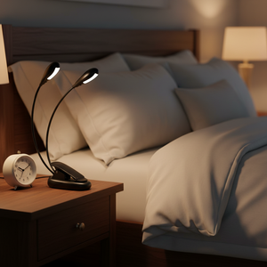 Lámpara de pie eléctrica para partituras con clip, doble varilla, pequeña lámpara de escritorio, luz nocturna de lectura, protección ocular - Product Image 4