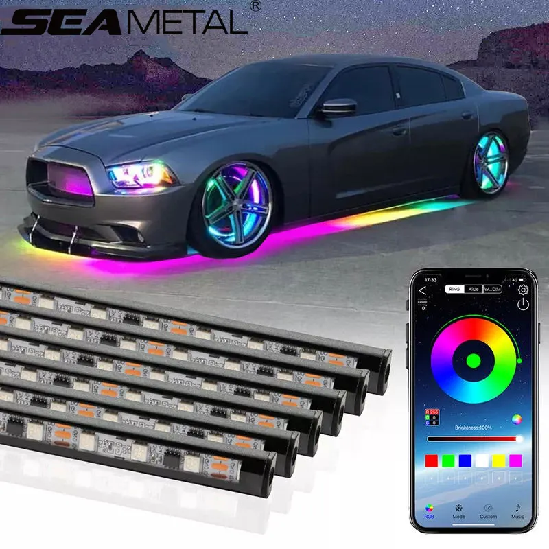 Flexible RGB App Dream Color Chassis Neon Led Strip Underbody Car Ambient Light Kit Under Glow Lights For Car