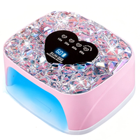Lampe à ongles professionnelle BIN en forme de cœur avec strass étincelants, lampe UV LED portable Sun S50 pour le séchage des ongles, sécheuse à ongles