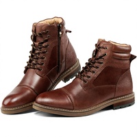 Nouvelles Bottes en Cuir de Vachette pour Hommes – Chaussures en Cuir Véritable Mi-mollet, Antidérapantes et Chaudes, à Lacets Frontaux, Idéales pour l'Automne et les Loisirs
