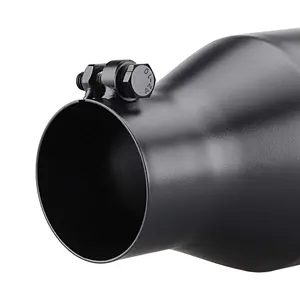 3" Inlet Exhaust Tip 5" Outlet 12" Overall Length Stainless Steel Black Powder Coated Exhaust Tailpipe