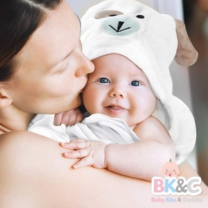 Bán Sỉ Chăn Tắm Trẻ Em Bán Chạy Khăn Trùm Đầu Trẻ Em Màu Trắng Khăn Dày Khăn Trùm Đầu Trẻ Em Bằng Tre Nhuộm Màu Trơn - Product Image 4