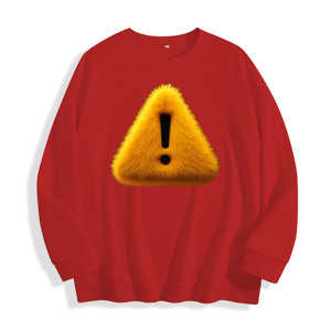 Felpa girocollo con grafica di segnale di avvertimento giallo in peluche, magazzino USA, 6 colori, design personalizzabile - Product Image 4