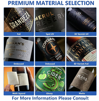 Etiquetas Personalizadas de Vinilo con Estampado y Relieve para Botellas de Vino Tinto y Licores