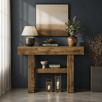 Console d'entrée moderne en MDF pour salon avec 2 niveaux et étagères de rangement ouvertes