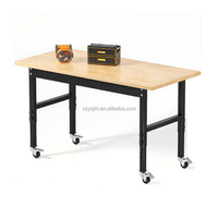 Table de travail réglable en hauteur de 48 pouces avec plateau en bois massif, sur roulettes, pour garage ou atelier, personnalisable avec tiroirs