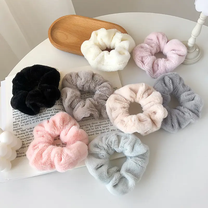 Hot Sale Soft Warm Fluffy Girl Hair Scrunchies Korean Style Simple Jewelry Accessories