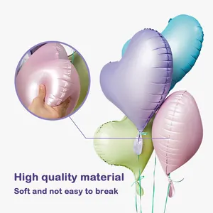 Nouveau design unique 20 pouces doux ballons en forme de coeur en nylon matériel coeur feuille ballons décor de fête macaron feuille coeur ballon