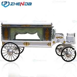 Charrette funéraire blanche auto-conçue / Chariot de cercueil moderne / Carrosse funéraire tiré par des chevaux - Product Image 3