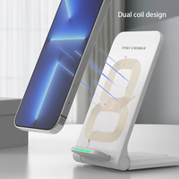Carga inalámbrica rápida de 15W de alta calidad para todos los teléfonos Soporte de cargador de función multifuncional Soporte para teléfonos móviles 2 en 1