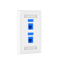 Placa de pared de red de 2 puertos tipo EE. UU. de ABS blanco de 86 mm x 86 mm con cubierta antipolvo deslizante y superficie pulida a espejo Cat3/Cat5e/Cat6/Cat6A