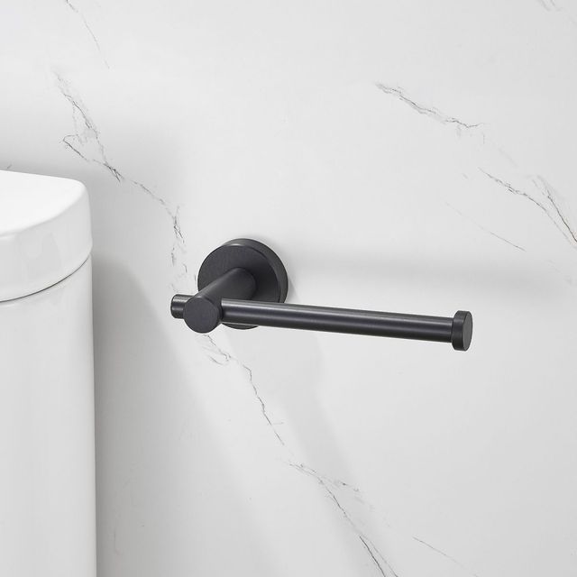 Modern Matte Black Aluminum Toilet Paper Holder Wall-Mounted for Bathroom Kitchen Hotel & Washroom