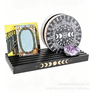 Estante de exhibición de cartas de tarot, organizador de almacenamiento de escritorio de madera de bambú negro para tarjetas e insignias, diseño de estante - Product Image 2