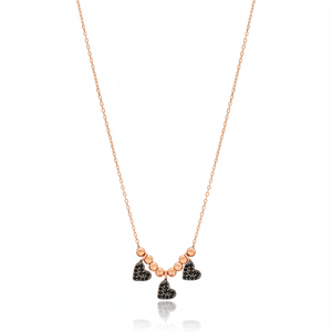 Dijes de corazón de circón negro con cuentas de plata turco al por mayor hecho a mano 925 collar de plata joyería - Product Image 2