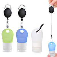 Mini gancho de silicona para desinfectante de manos botella exprimible vacío tamaño de viaje accesorios loción champú contenedor botella con mosquetón