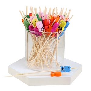 Brochettes jetables en bambou naturel pour cocktails de fruits, bâtonnets faits à la main pour apéritifs, sandwichs, desserts, longs <span class=keywords><strong>cure</strong></span>-dents - Product Image 1