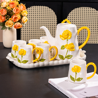 Mug Kopi Keramik Relief Gaya Kreatif Motif Bunga Mawar Timbul 3D Cangkir Air Porselen untuk Hadiah Pasangan Mug Korea Ins